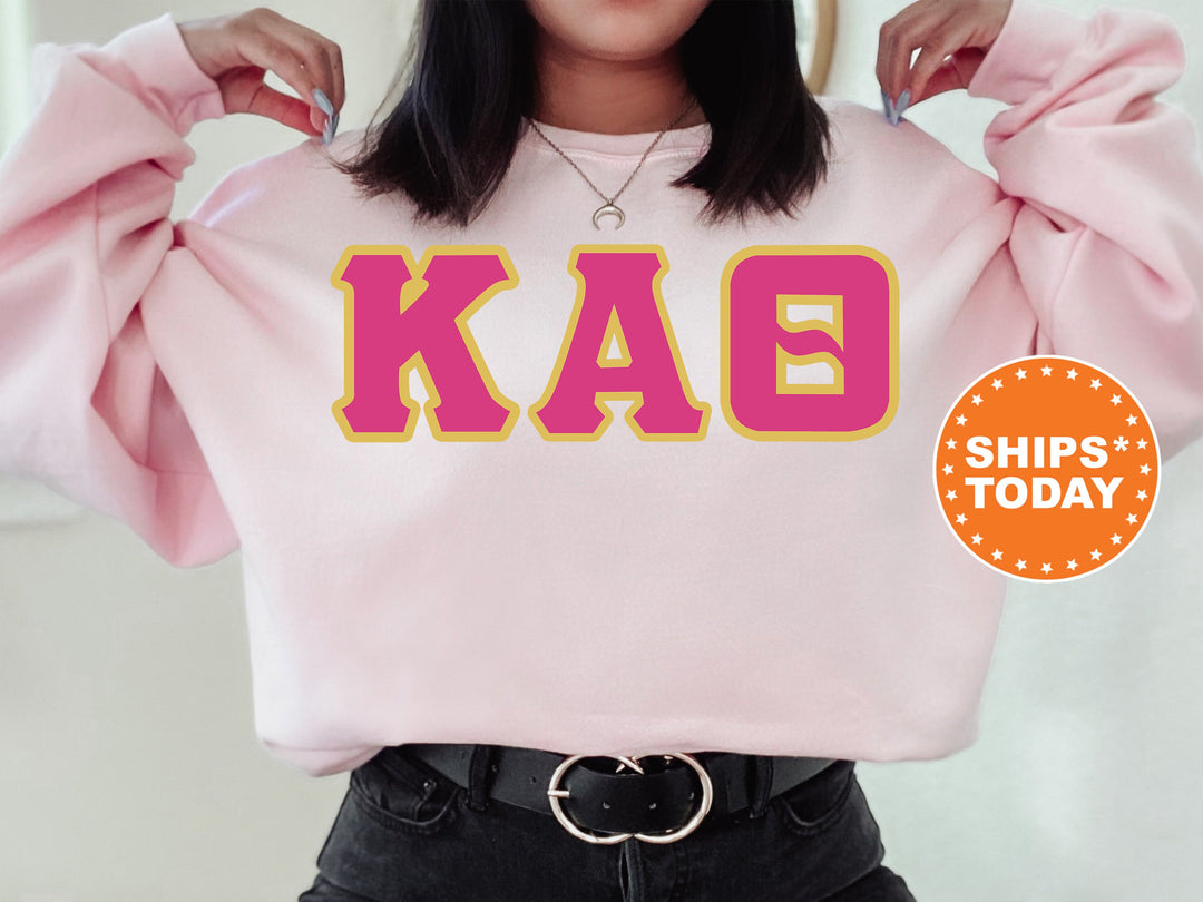 Kappa Alpha Theta Pink and Gold Sorority Sweatshirt | Kappa Alpha Theta Sweatshirt | Theta Greek Letters | Big Little | Theta Hoodie 5275g