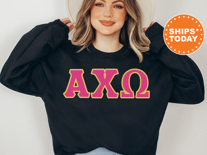Alpha Chi Omega Pink and Gold Sorority Sweatshirt | Alpha Chi Greek Letters | Sorority Letters | Big Little Gift | Sorority Apparel