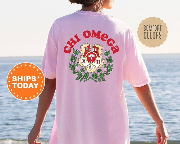 Chi Omega Sorority Style Sorority T-Shirt | Chi O Sorority Crest | Big Little Sorority Gifts | Comfort Colors Shirt | Sorority Merch _ 9371g