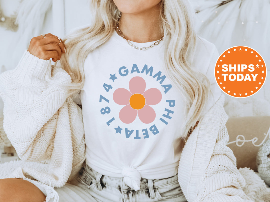 Gamma Phi Beta Bright Floral Sorority T-Shirt | Gamma Phi Comfort Colors Shirt | Sorority Apparel | Big Little Gift | Floral Shirt _ 7450g