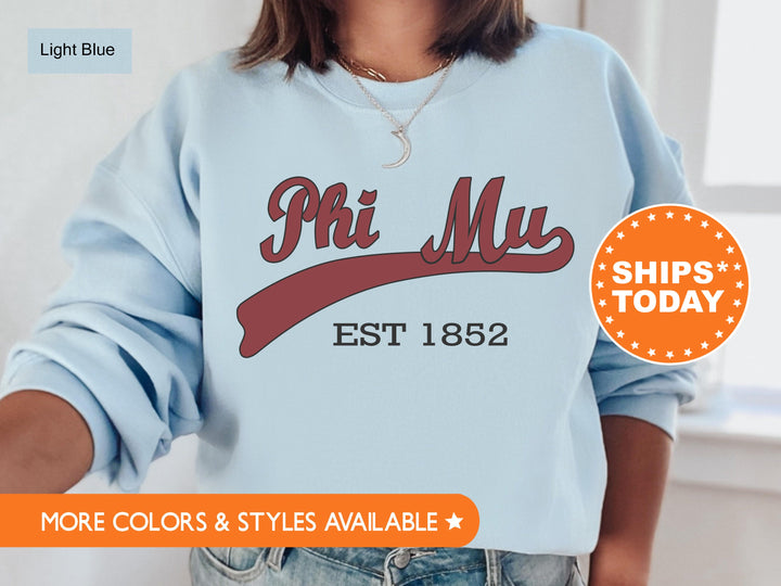 Phi Mu Baseball Sports Sorority Sweatshirt | Phi Mu Sweatshirt | Phi Mu Hoodie | Sorority Gifts | Greek Apparel | Big Little Reveal _ 5526g