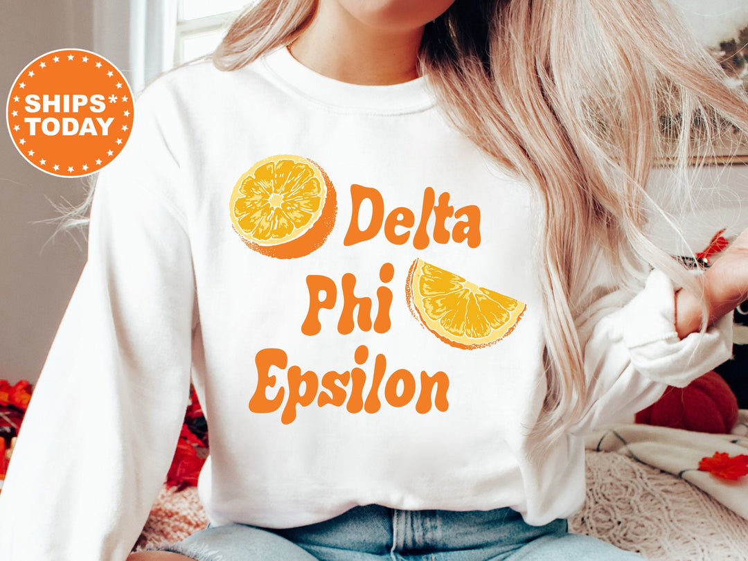 Delta Phi Epsilon Oranges Sorority Sweatshirt | DPHIE Sweatshirt | Big Little Reveal | Sorority Crewneck | Trendy Sorority Hoodie _ 8384g