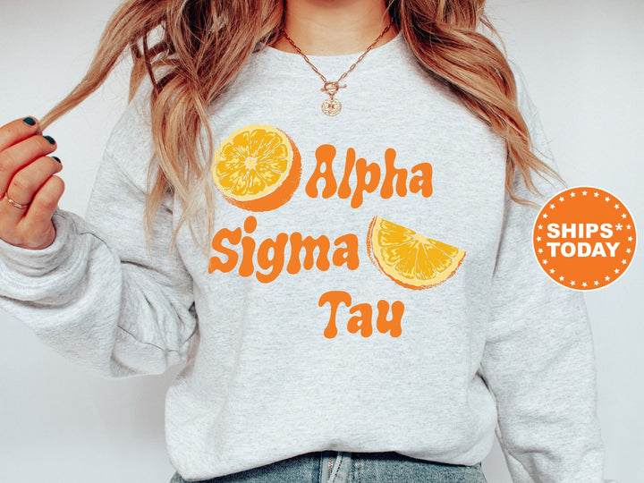 Alpha Sigma Tau Oranges Sorority Sweatshirt | Alpha Sigma Tau Sweatshirt | Big Little Sorority Reveal | Trendy Sorority Hoodie _ 8379g