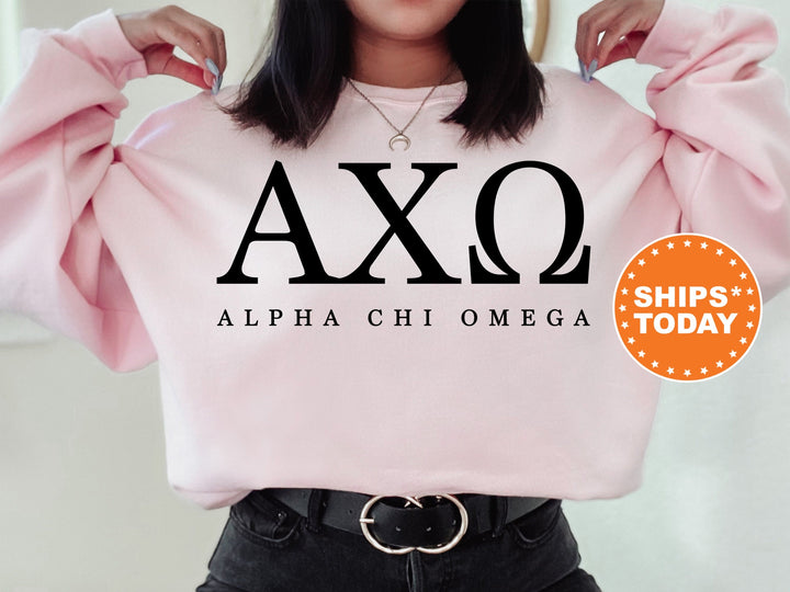 Alpha Chi Omega Sweet and Simple Sorority Sweatshirt | Alpha Chi Greek Letters Sorority Crewneck | Sorority Letters | Sorority Apparel _ 5000g