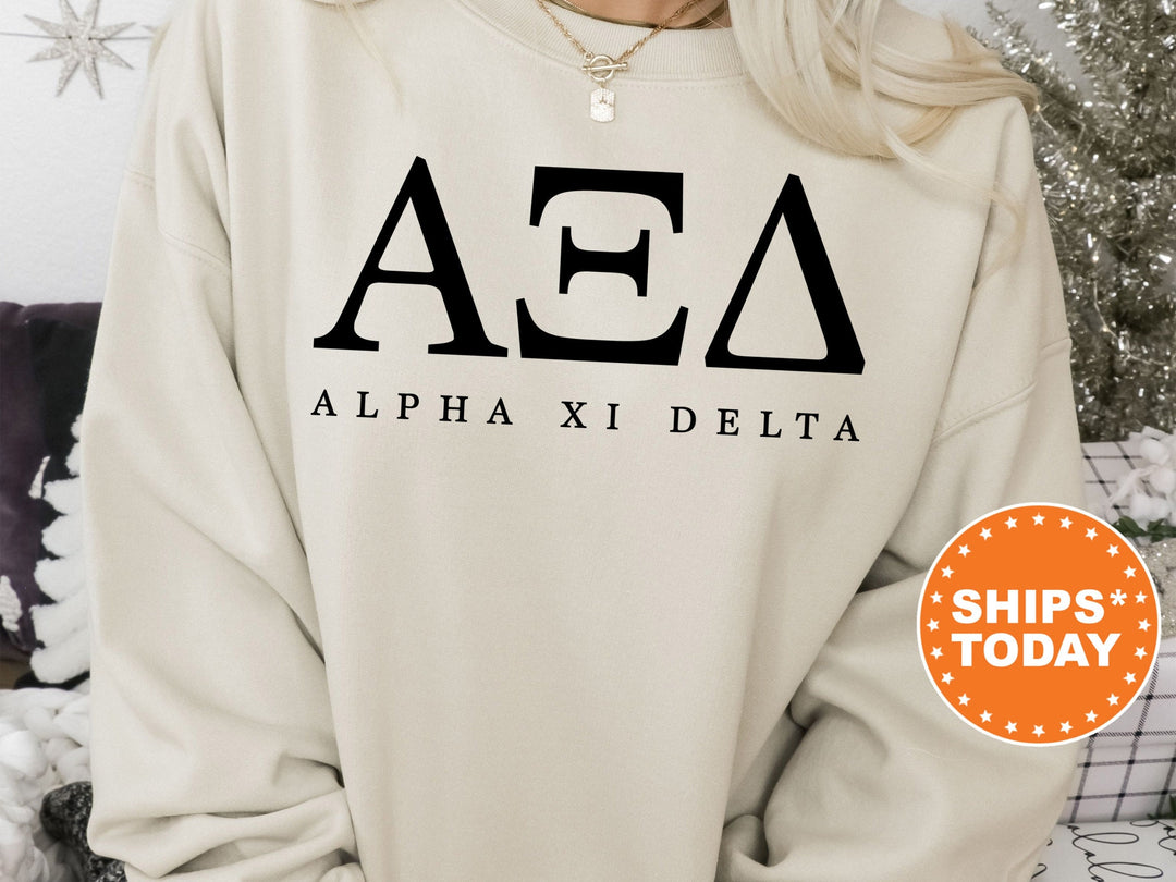 Alpha Xi Delta Sweet and Simple Sorority Sweatshirt | AXID Greek Letters Sorority Crewneck | Alpha Xi Sorority Letters | Sorority Apparel