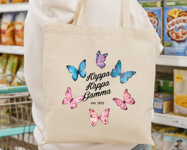 Kappa Kappa Gamma Fancy Butterfly Sorority Tote Bag | Kappa Beach Bag | Kappa Sorority Bag | Big Little Gifts | Sorority Merch _ 15148g