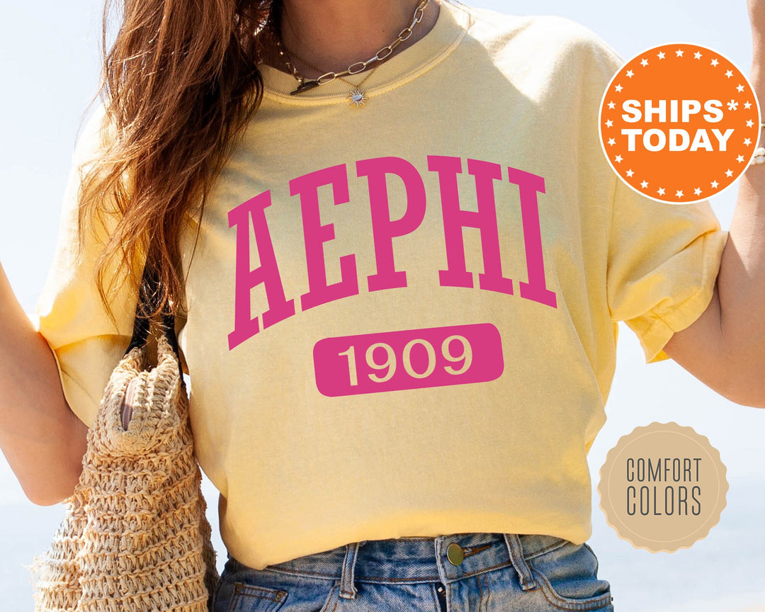 Alpha Epsilon Phi Pink Baseball Comfort Colors Sorority T-Shirt | AEPHI Comfort Colors Shirt | Gameday Shirt | Sorority Gifts _ 5236g