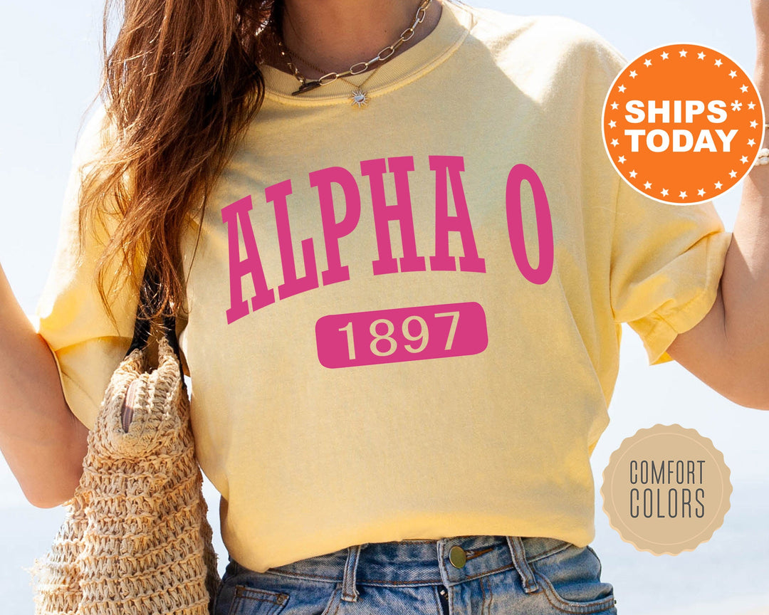 Alpha Omicron Pi Pink Baseball Comfort Colors Sorority T-Shirt | Alpha O Comfort Colors Shirt | AOII Gameday Shirt | Sorority Gifts _ 5238g