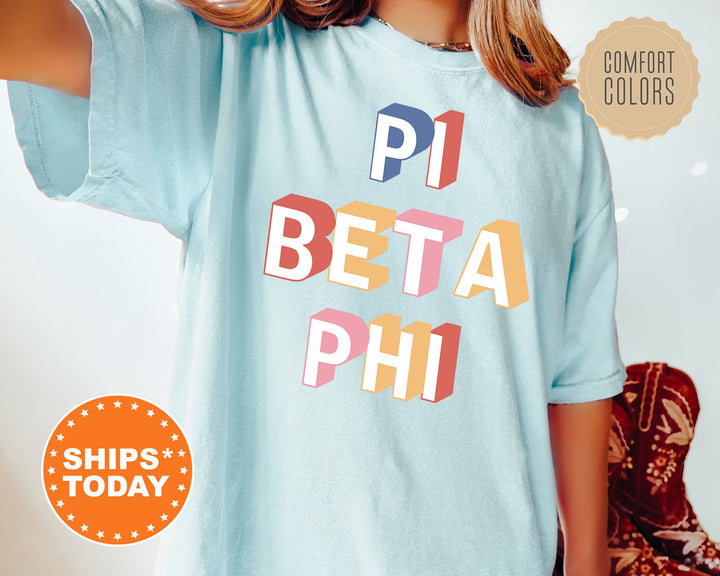 Pi Beta Phi Loud Box Sorority T-Shirt | Pi Phi Retro Comfort Colors Shirt | Big Little Sorority Gifts | Pi Beta Phi Oversized Shirt _ 5579g