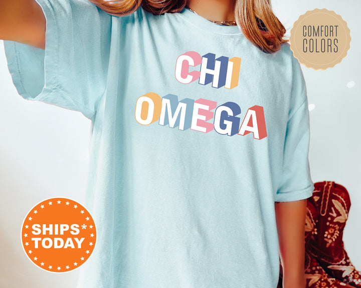 Chi Omega Loud Box Sorority T-Shirt | Chi Omega Retro Comfort Colors Shirt | Big Little Sorority Gifts | Chi O Oversized Shirt _ 5568g