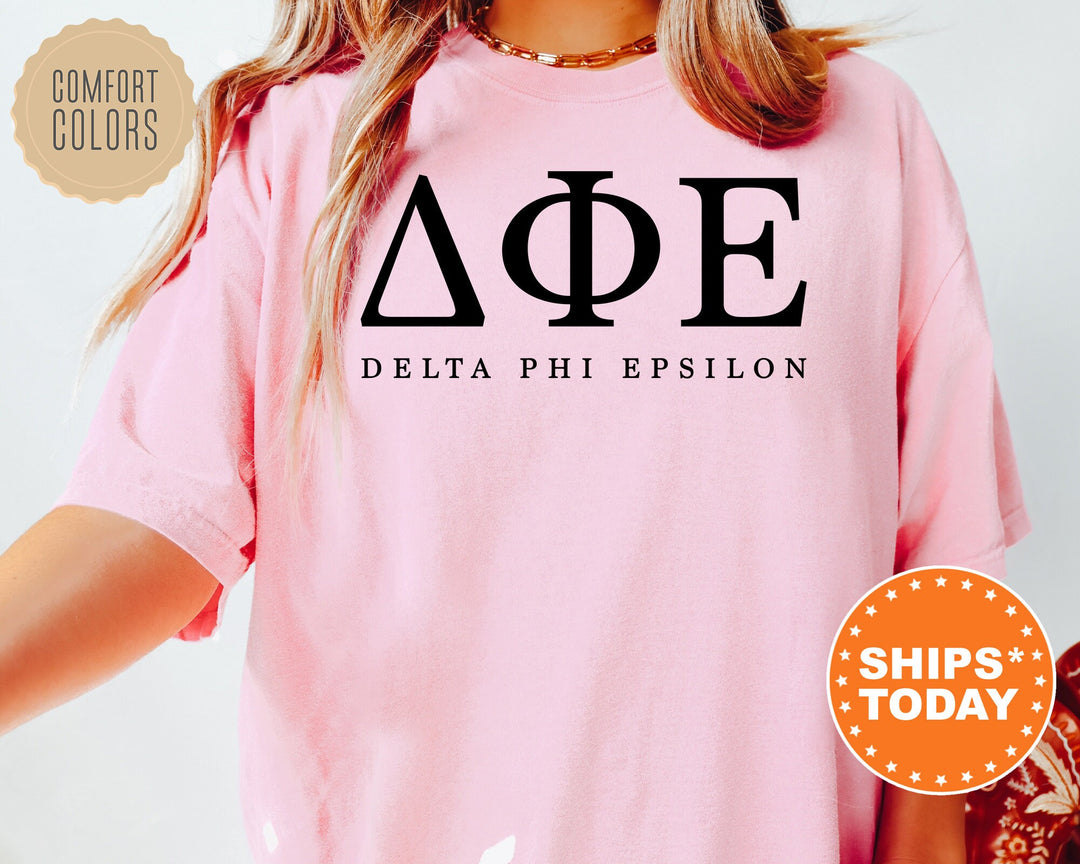 Delta Phi Epsilon Sweet And Simple Sorority T-Shirt | DPHIE Greek Letters Shirt | Sorority Letters | Big Little Gift | Comfort Colors Shirt _ 5012g