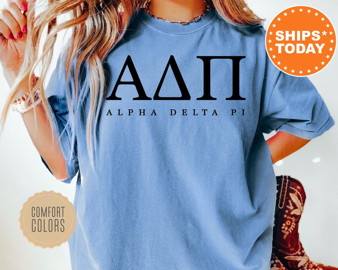 Alpha Delta Pi Sweet And Simple Sorority T-Shirt | ADPI Greek Letters Shirt | Sorority Letters | Big Little Gift | Comfort Colors Tee Shirt _ 5001g