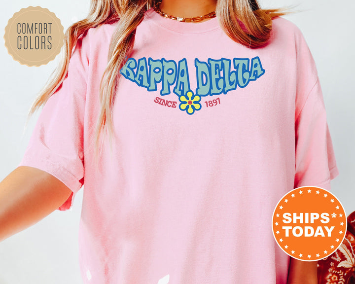 Kappa Delta Outlined In Blue Sorority T-Shirt | Kappa Delta Comfort Colors T-Shirt | Big Little Gift | Greek Custom Shirt _ 7842g