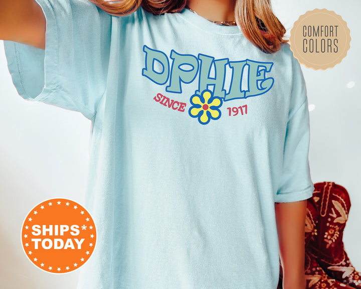 Delta Phi Epsilon Outlined In Blue Sorority T-Shirt | DPHIE Comfort Colors T-Shirt | Big Little Gift | Greek Custom Shirt _ 7838g