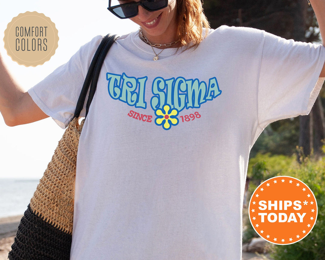 Sigma Sigma Sigma Outlined In Blue Sorority T-Shirt | Tri Sigma Comfort Colors T-Shirt | Big Little Gift | Greek Custom Shirt _ 7849g