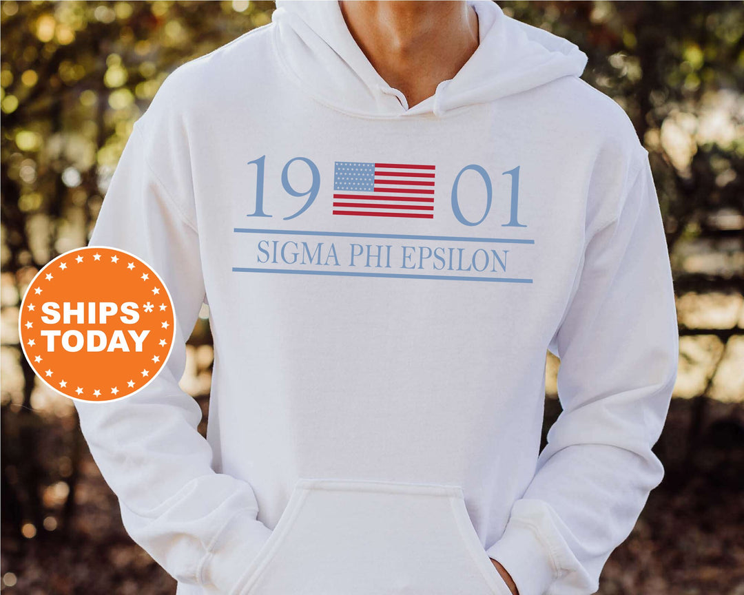 Sigma Phi Epsilon Flag Year Fraternity Sweatshirt | SigEp Hoodie | Fraternity Gift | SigEp Greek Sweatshirt | College Apparel _ 6009g