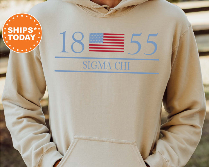 Sigma Chi Flag Year Fraternity Sweatshirt | Sigma Chi Hoodie | Fraternity Gift | Sigma Chi Greek Sweatshirt | College Apparel _ 6007g
