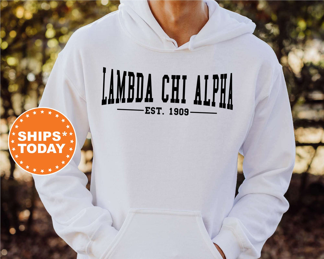 Lambda Chi Alpha Concave Fraternity Sweatshirt | Lambda Chi Hoodie | Custom Greek Apparel | College Sweatshirt | Gifts For Him _ 6585g
