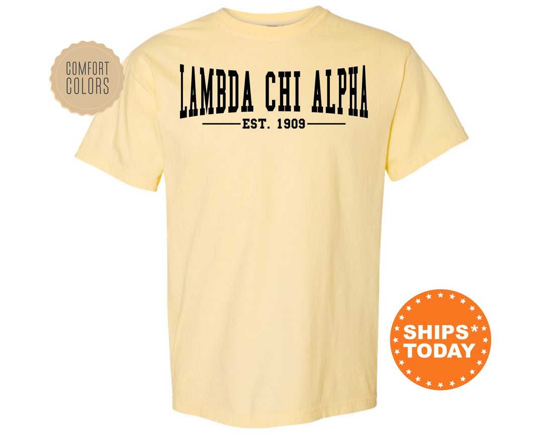 Lambda Chi Alpha Concave Fraternity T-Shirt | Lambda Chi Comfort Colors Fraternity Shirt | Frat Bid Day Shirt | College Apparel _ 6585g