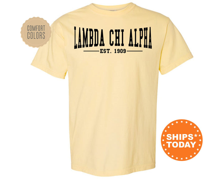 Lambda Chi Alpha Concave Fraternity T-Shirt | Lambda Chi Comfort Colors Fraternity Shirt | Frat Bid Day Shirt | College Apparel _ 6585g