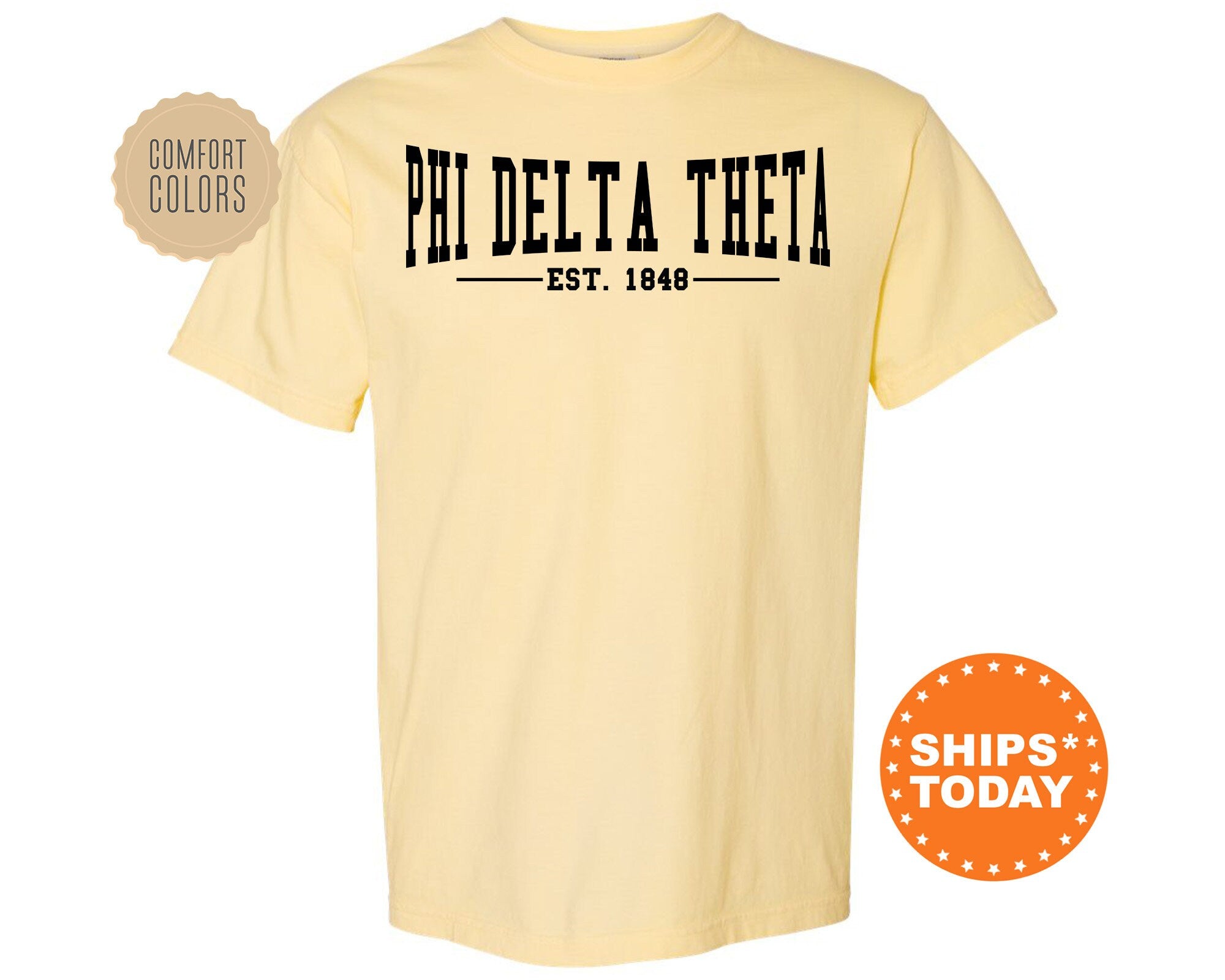 Phi Delta Theta Concave Fraternity T-Shirt | Phi Delt Comfort Colors Fraternity Shirt | Frat Bid Day Shirt | College Greek Apparel _ 6586g