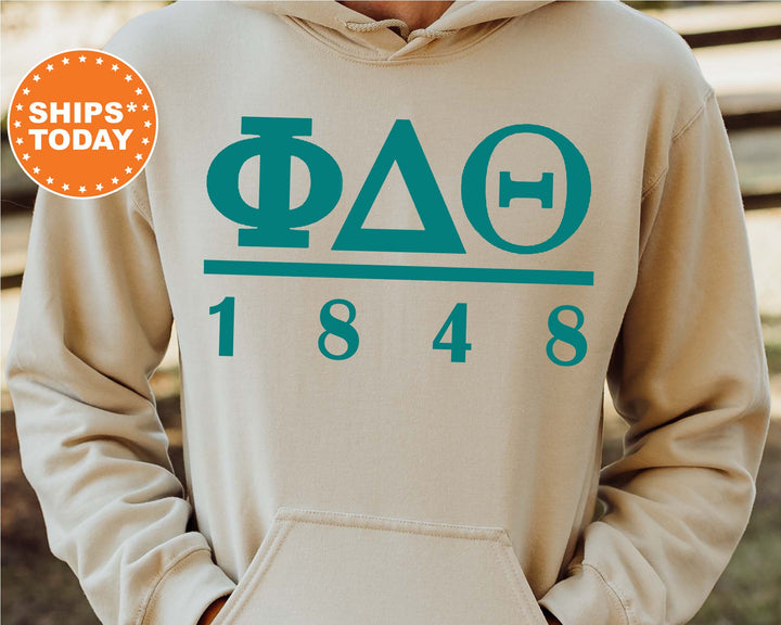 Phi Delta Theta Lettered Basic Fraternity Sweatshirt | Phi Delt Greek Letters Sweatshirt | Fraternity Gift | College Greek Apparel _ 6154g