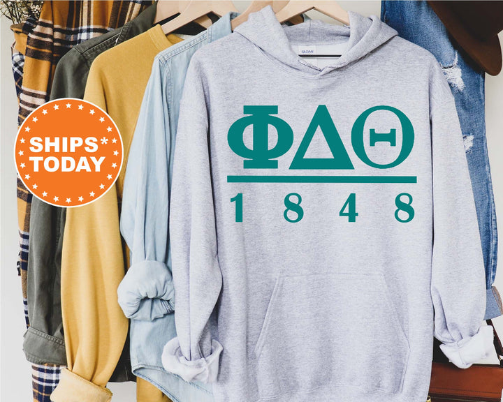 Phi Delta Theta Lettered Basic Fraternity Sweatshirt | Phi Delt Greek Letters Sweatshirt | Fraternity Gift | College Greek Apparel _ 6154g