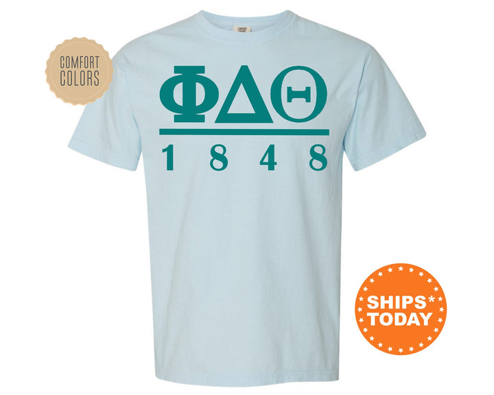 Phi Delta Theta Lettered Basic Fraternity T-Shirt | Phi Delt Greek Letters Comfort Colors Shirt | Fraternity Gift | College Greek Shirt _ 6154g