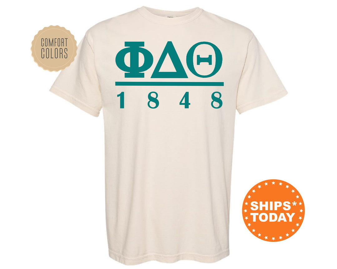 Phi Delta Theta Lettered Basic Fraternity T-Shirt | Phi Delt Greek Letters Comfort Colors Shirt | Fraternity Gift | College Greek Shirt _ 6154g