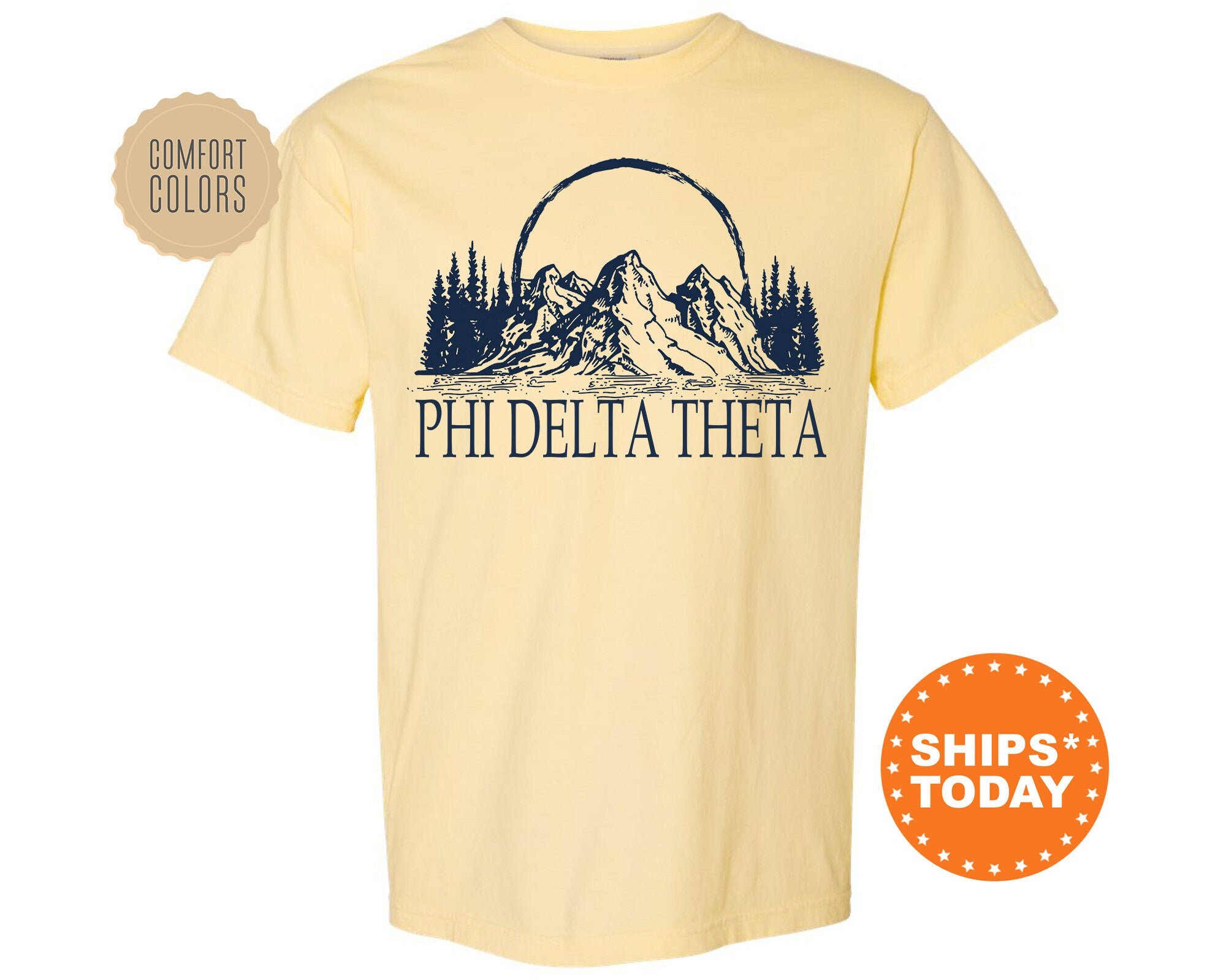Phi Delta Theta Epic Mountains Fraternity T-Shirt | Phi Delt Greek Shirt | Fraternity Gift | College Greek Apparel | Comfort Colors Tee _ 6216g