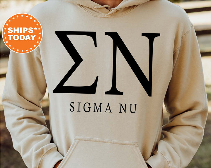 Sigma Nu Block Letter Fraternity Sweatshirt |  Sigma Nu Greek Letters | Fraternity Hoodie | Fraternity Gift | College Apparel _ 6070g