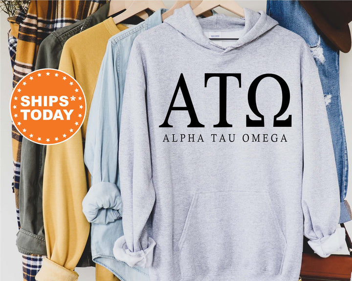 Alpha Tau Omega Block Letter Fraternity Sweatshirt | ATO Greek Letters | Fraternity Hoodie | Fraternity Gift | College Greek Apparel _ 6050g