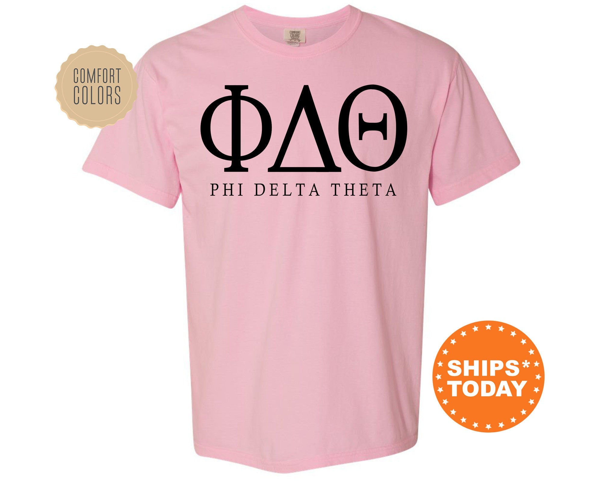 Phi Delta Theta Block Letter Fraternity T-Shirt | Phi Delt Greek Letters Shirt | Fraternity Letters | College Apparel | Comfort Colors Tee _ 6061g