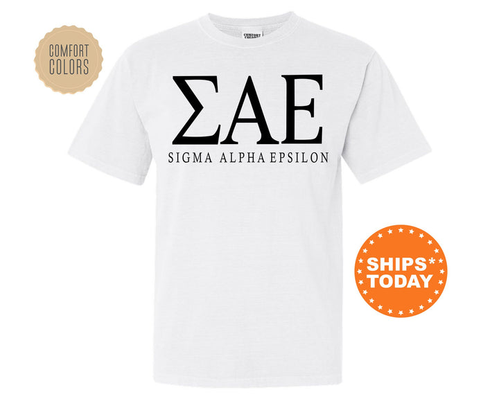 Sigma Alpha Epsilon Block Letter Fraternity T-Shirt | SAE Greek Letters Shirt | Fraternity Letters | College Apparel | Comfort Colors Tee _ 6067g