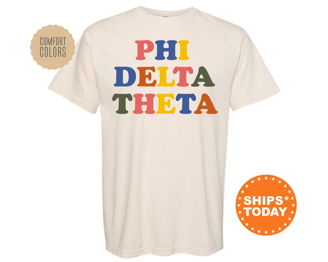 Phi Delta Theta Retro Letters Comfort Colors Fraternity T-Shirt | Phi Delt Retro Shirt |  Fraternity Gift | Custom Greek Apaprel _ 6185g
