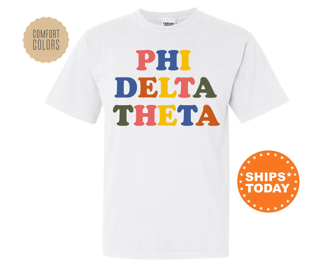Phi Delta Theta Retro Letters Comfort Colors Fraternity T-Shirt | Phi Delt Retro Shirt |  Fraternity Gift | Custom Greek Apaprel _ 6185g