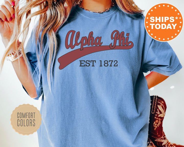 Alpha Phi Baseball Sports Sorority T-Shirt | Alpha Phi Greek Apparel | Big Little Reveal Shirt | APHI Sorority Merch | Comfort Colors Shirt _ 5513g