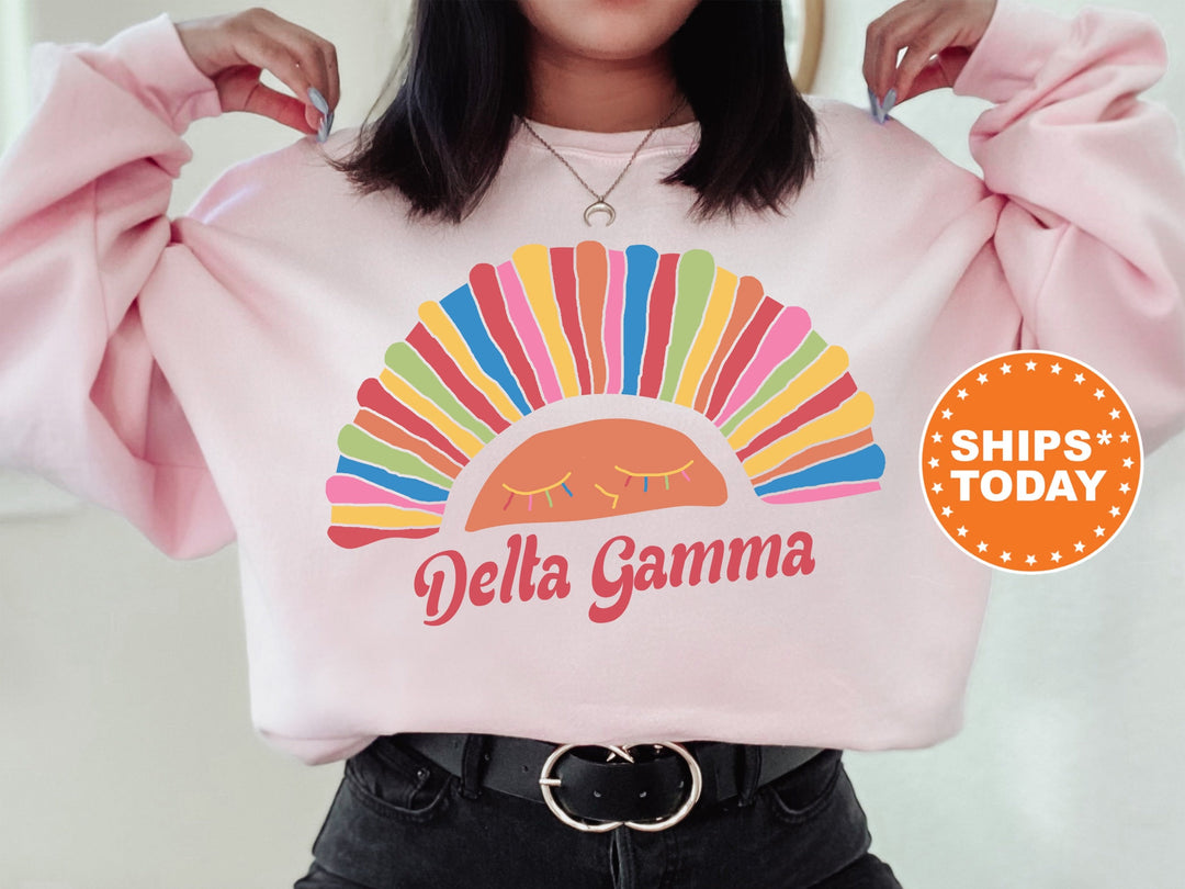 Delta Gamma Bright and Colorful Rainbow Sorority Sweatshirt | Dee Gee Greek Sweatshirt | Big Little Sorority Gifts | College Apparel _ 8253g