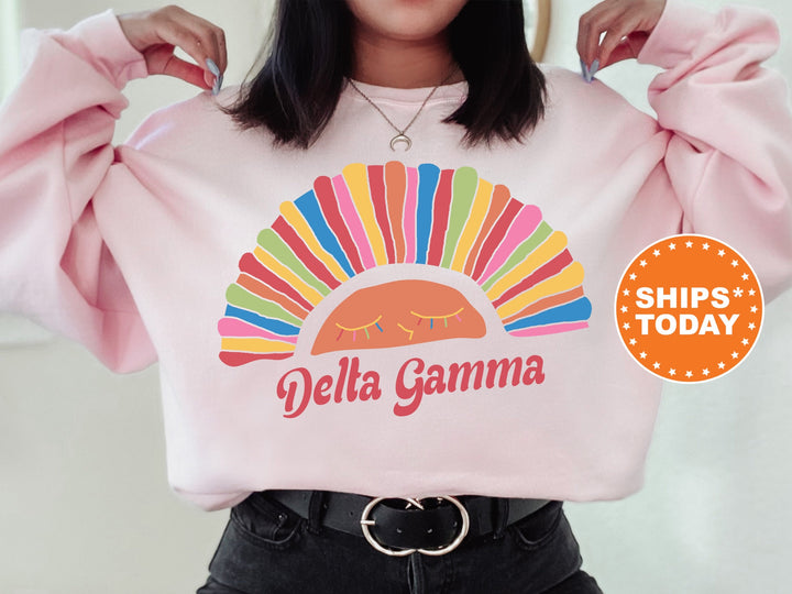 Delta Gamma Bright and Colorful Rainbow Sorority Sweatshirt | Dee Gee Greek Sweatshirt | Big Little Sorority Gifts | College Apparel _ 8253g