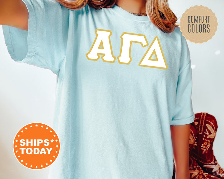 Alpha Gamma Delta Simply Gold Sorority T-Shirt | Alpha Gam Greek Letters Shirt | Sorority Letters | Big Little Gift | Comfort Colors Shirt _ 8427g