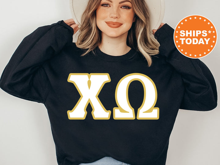 Chi Omega Simply Gold Sorority Sweatshirt | Chi O Greek Letters | Chi Omega Sorority Letters | Big Little Gift | Custom Sorority Crewneck