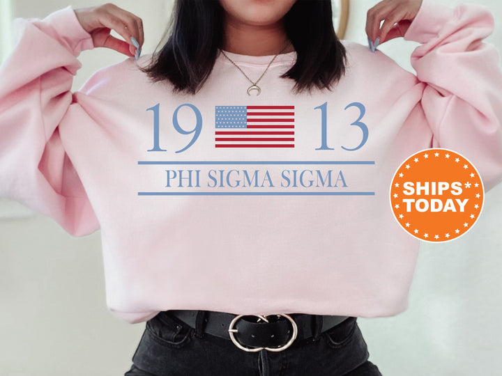 Phi Sigma Sigma Red White And Blue Sorority Sweatshirt | Phi Sig Greek Sweatshirt | Big Little Sorority Gifts | Sorority Merch