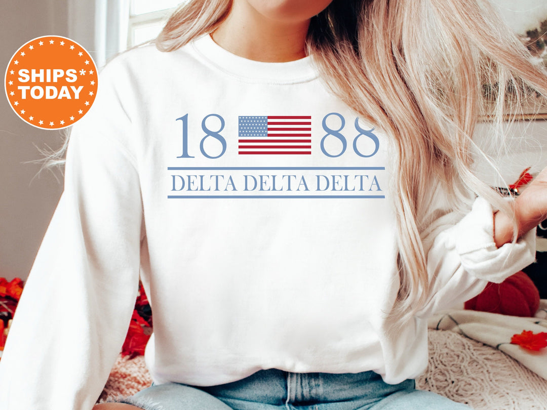 Delta Delta Delta Red White And Blue Sorority Sweatshirt | Tri Delta Greek Sweatshirt | Big Little Sorority Gifts | Sorority Merch