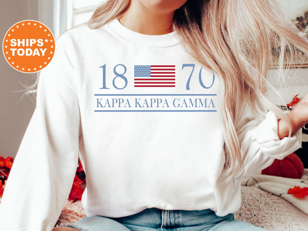 Kappa Kappa Gamma Red White And Blue Sorority Sweatshirt | Kappa Greek Sweatshirt | Big Little Sorority Gifts | Sorority Merch 5121g