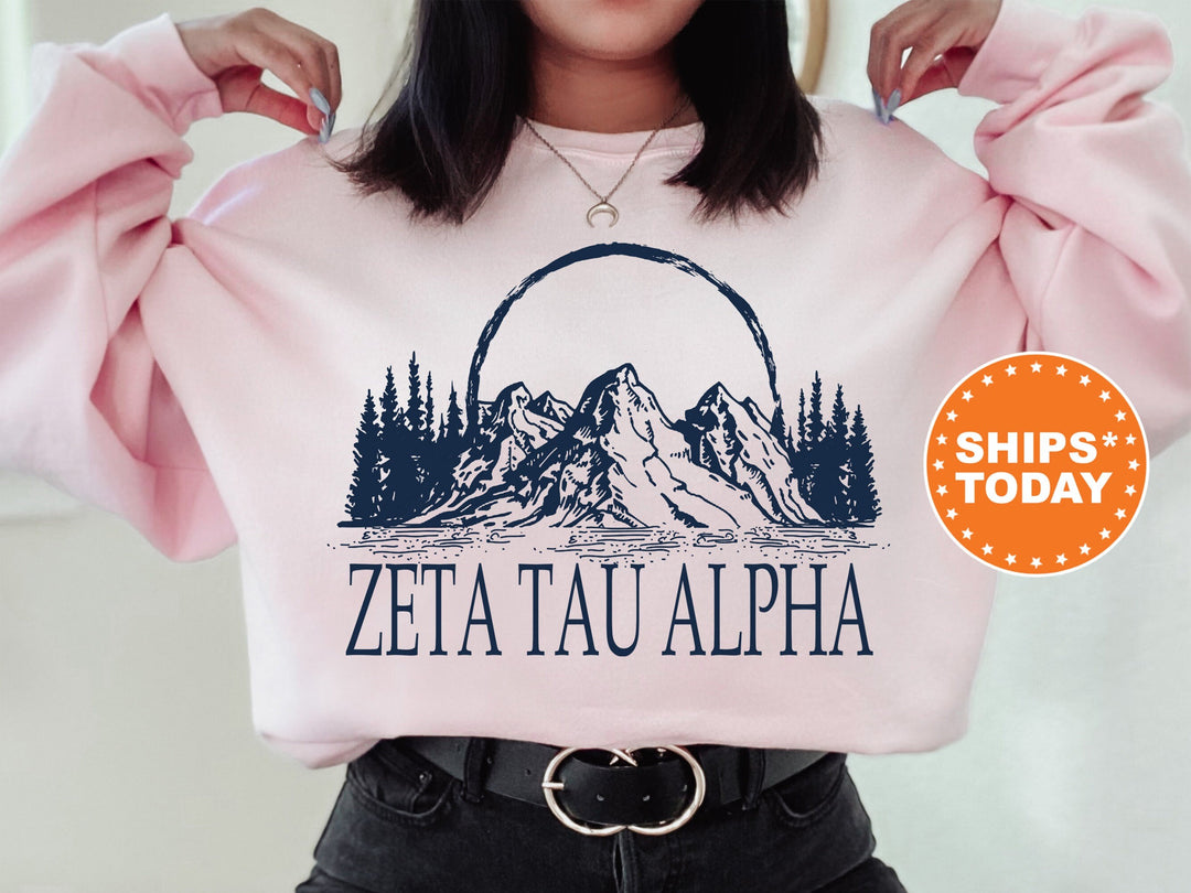 Zeta Tau Alpha Summer Mountain Sorority Sweatshirt | Zeta Greek Apparel | Zeta Tau Alpha Hoodie | Big Little Reveal | Bid Day Gift _ 5810g