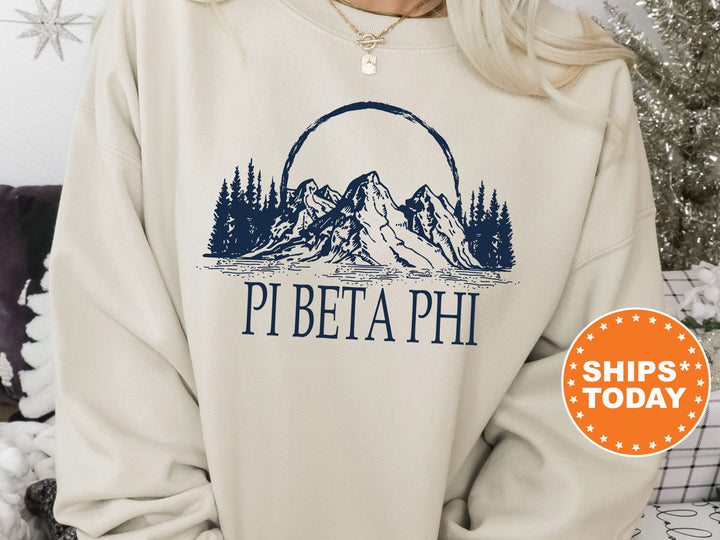 Pi Beta Phi Summer Mountain Sorority Sweatshirt | Pi Phi Crewneck Sweatshirt | Pi Phi Hoodie | Sorority Merch | Big Little Reveal _ 5805g