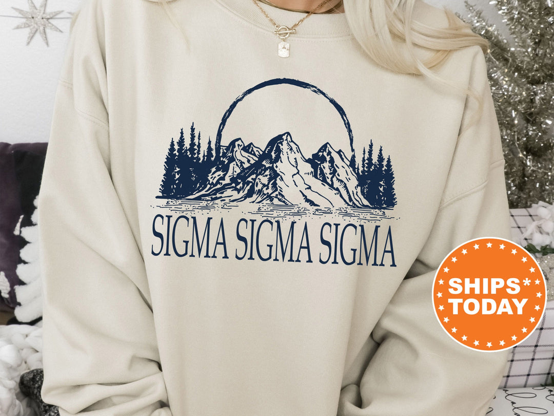 Sigma Sigma Sigma Summer Mountain Sorority Sweatshirt | Tri Sigma Hoodie | Sorority Gift | Big Little Sorority Reveal | Bid Day Gift _ 5808g