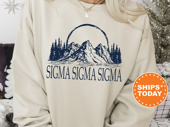 Sigma Sigma Sigma Summer Mountain Sorority Sweatshirt | Tri Sigma Hoodie | Sorority Gift | Big Little Sorority Reveal | Bid Day Gift _ 5808g