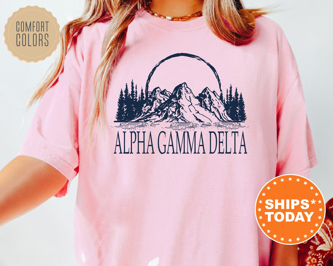 Alpha Gamma Delta Summer Mountain Sorority T-Shirt | Alpha Gam Sorority Apparel | Big Little Shirt | College Apparel | Comfort Colors Shirt _ 5788g