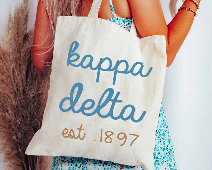 Kappa Delta The Blues Sorority Tote Bag | Kay Dee Tote Bag | College Sorority Bag | Sorority Gifts | Cute Sorority Beach Bag _ 15121g